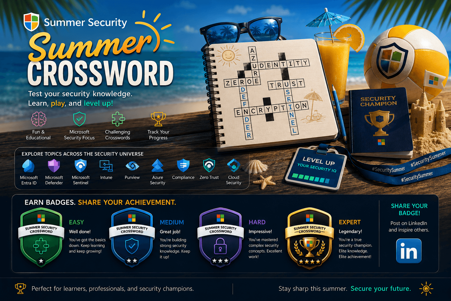 Crossed: A summer crossword to help learn Microsoft Cloud security.